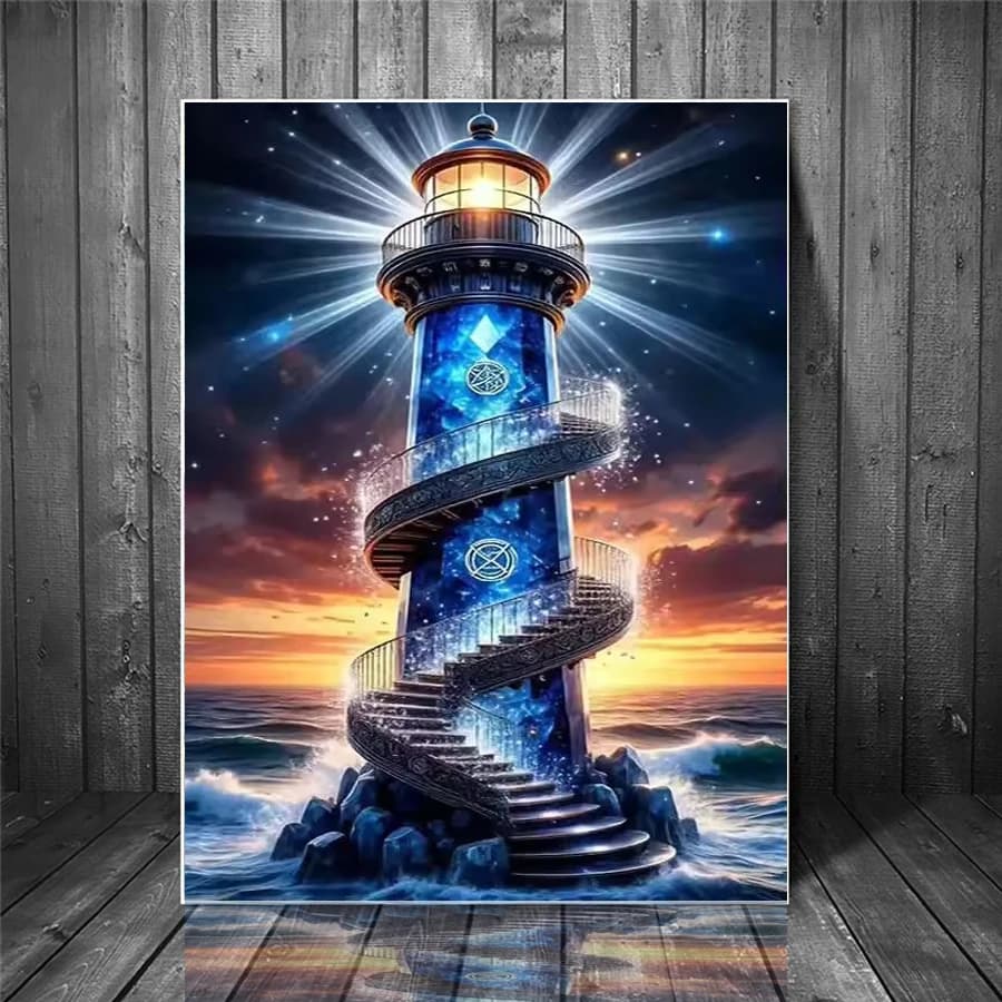 Sunset view Diamond Mosaic blue Lighthouse Landscape New Arrival Full Square Round Diamond Painting Seaside DIY Handmade decor