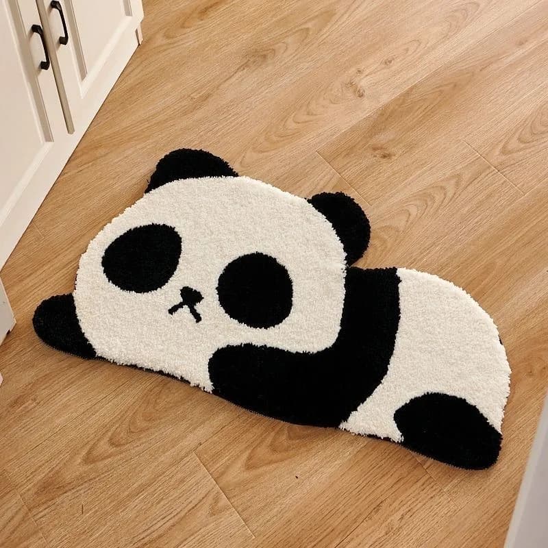 Tappetino da bagno floccato a forma di panda Tappetino da pavimento spesso assorbente d'acqua antiscivolo per tappetino da bagno Cartoon Panda