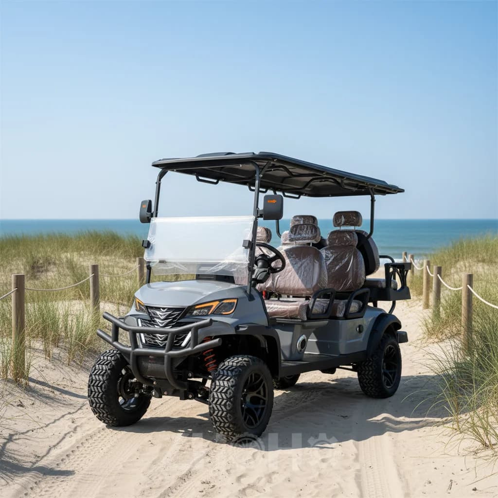 Veicolo da Golf e Caccia di Alta Gamma a 4 Ruote, 6 Posti, 4x4, Carrello Elettrico con Pannelli Solari