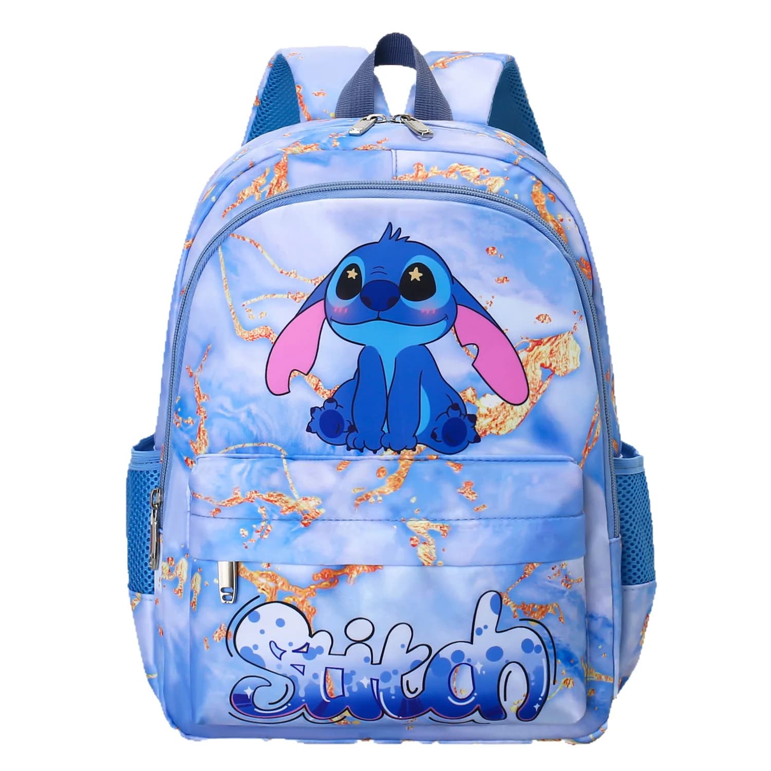 Zaino leggero per studenti Disney Back To School, zaino alla moda Stitch con adesivi creativi fai da te