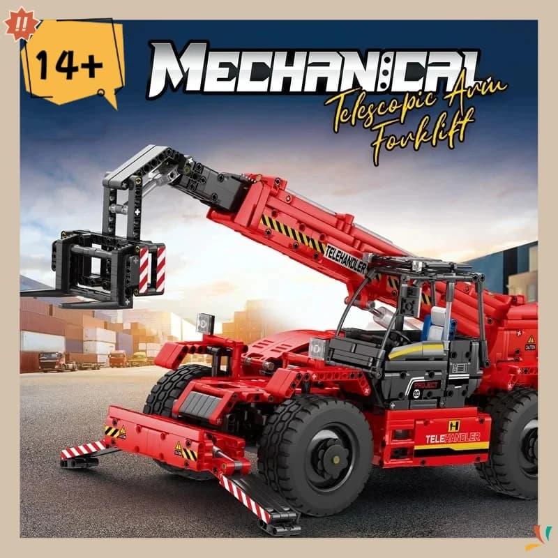 Set di Costruzioni 2096 Pezzi, Carrello Elevatore Telescopico, Veicolo da Cantiere, Modello di Auto Telecomandato, Mattoncini per Bambini, Giocattolo Fai-da-Te, Regalo di Compleanno