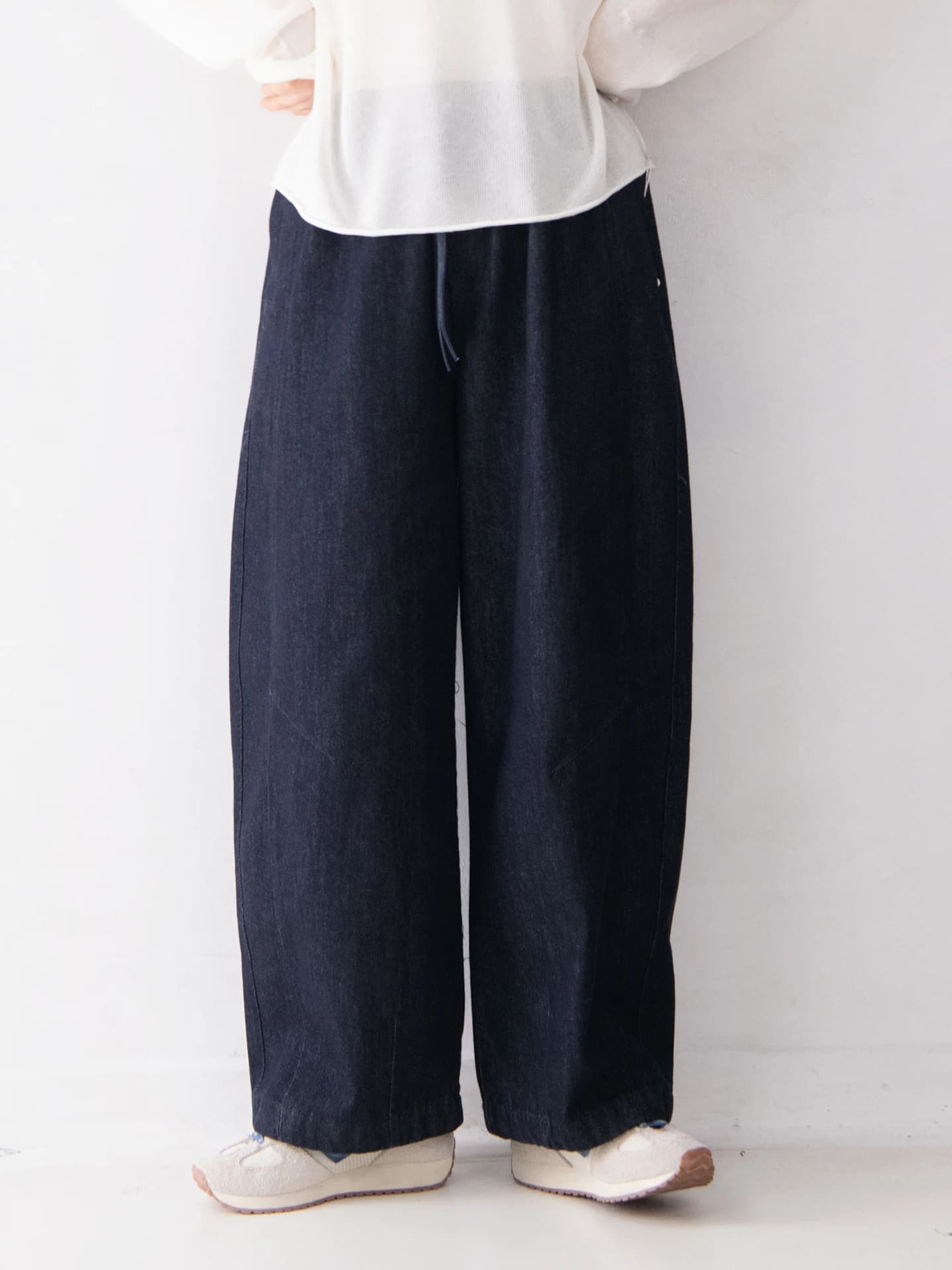 Jeans da Donna in Denim di Cotone con Patchwork, Vita Elastica con Coulisse, Gamba Dritta Casual, Stile Artistico Vintage