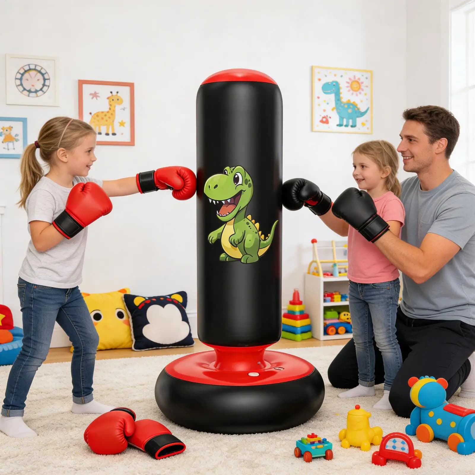 Kids Inflatable Boxing Bag, Fitness Equipment for Training, Boxing Bag for Running in Karate for Teens and Girls