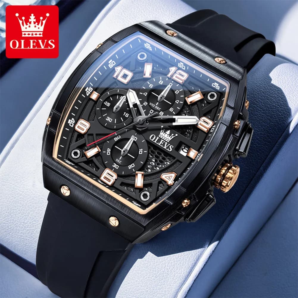 OLEVS 2976 Orologio da Uomo Originale Multifunzione, Cronografo con Calendario, Luminoso, Sportivo da Esterno, Orologio al Quarzo da Polso per Uomo