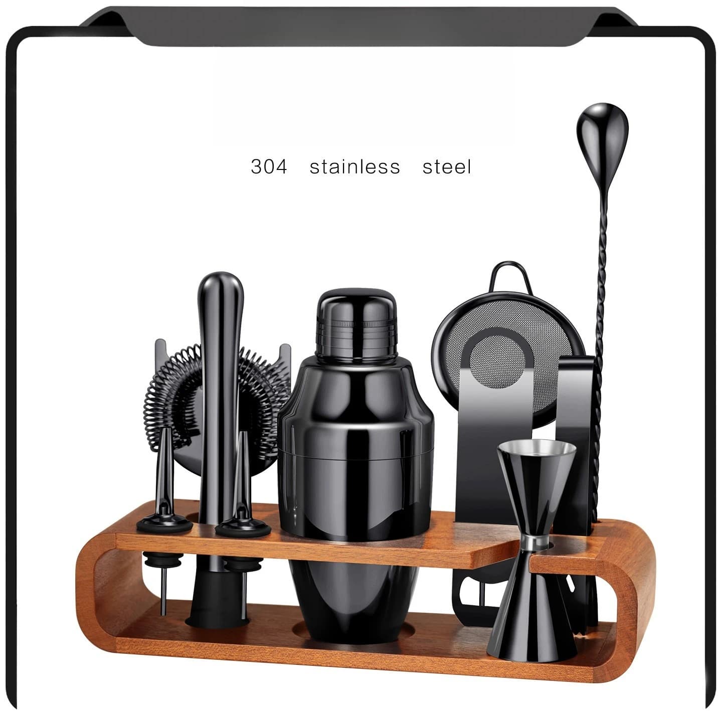 Set Shaker da Barman in Acciaio Inox JC304, Confezione Regalo con Strumenti per Bartending