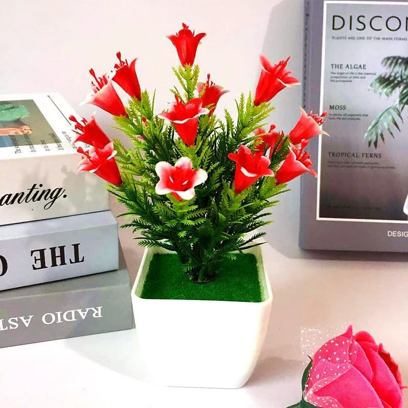 Beautiful Decoration Stylish Artificial Plant Fake Fresh Potted Tabletop Wedding Welcoming Lily flower Pinecone