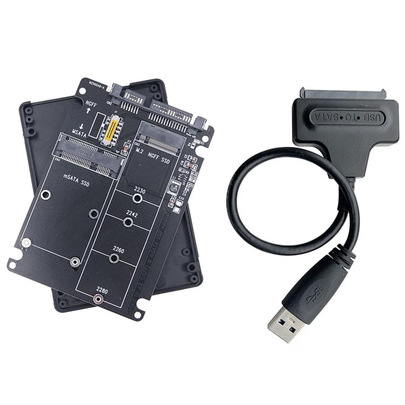 M2 SSD Case Adapter MSATA to USB MSATA M.2 NGFF mSATA SSD to SATA 3.0 2.5 Adapter Riser Board Cable M.2 Box for Laptop