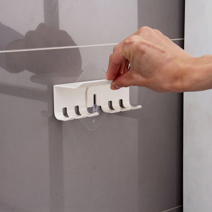 A47U Portaspazzolino da parete Adesivo magico Bagno Famiglia Set di spazzolini da denti Supporto da parete Portaoggetti posizionato per dentifricio