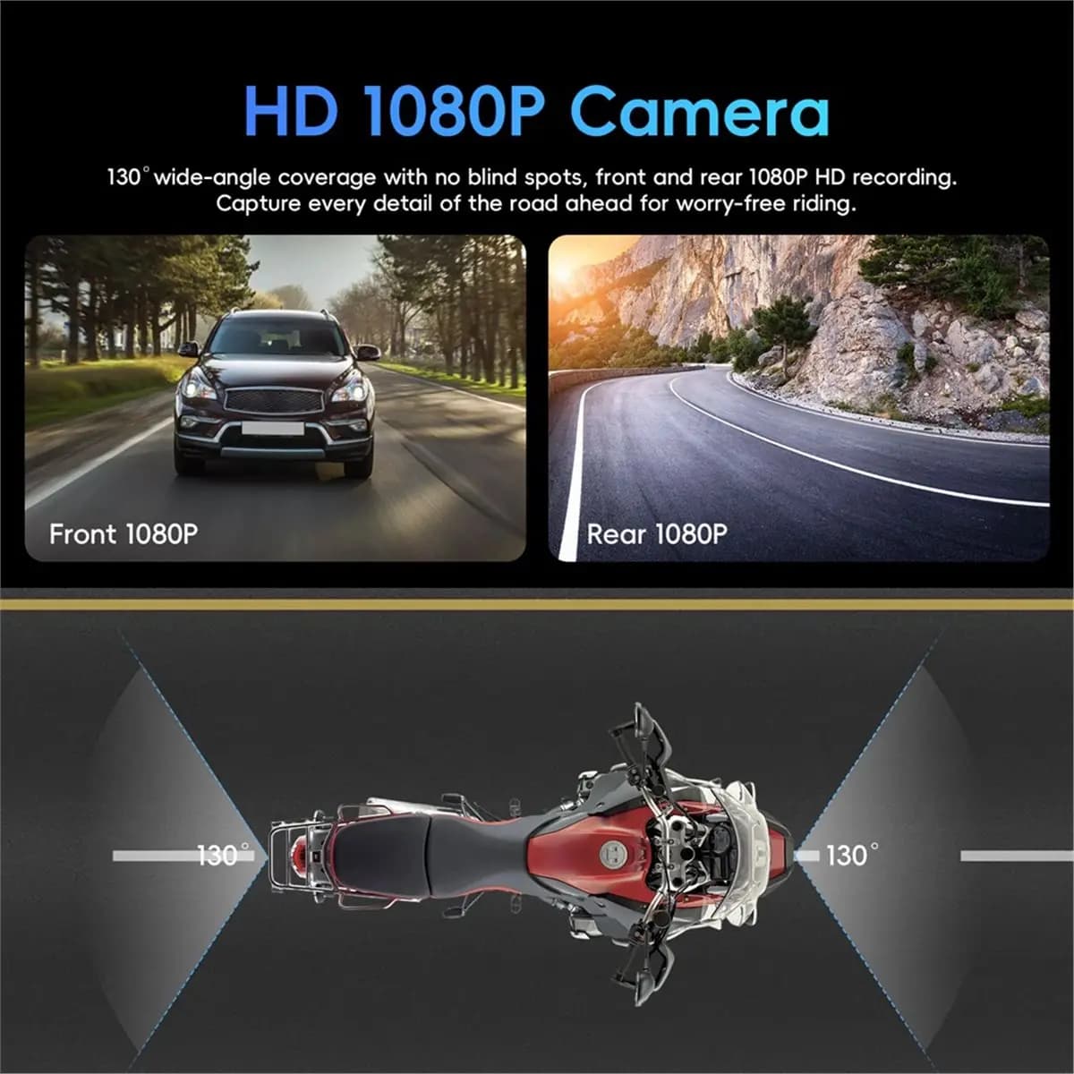 Motorcycle Dash Cam Front and Rear, Dual 1080p Dash Cam for Motorcycle, IP67 Waterproof, Loop Recording, Night Vision