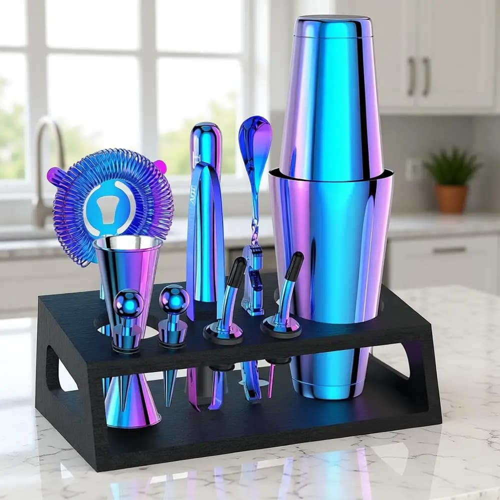 Set da Cocktail: Kit da Barman Professionale da 12 Pezzi per Mixology | Set di Shaker Boston da 18oz e 28oz per Miscelare Bevande o Uso Domestico con Ricette