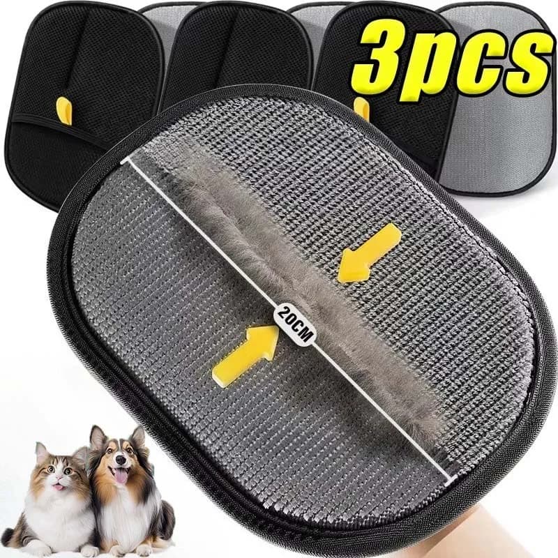 3 pezzi Guanto per pulizia per toelettatura animali Guanto per lavaggio su due lati per cani Gatto Guanto per rimozione peli autopulente Spazzola per massaggio Accessori per gatti