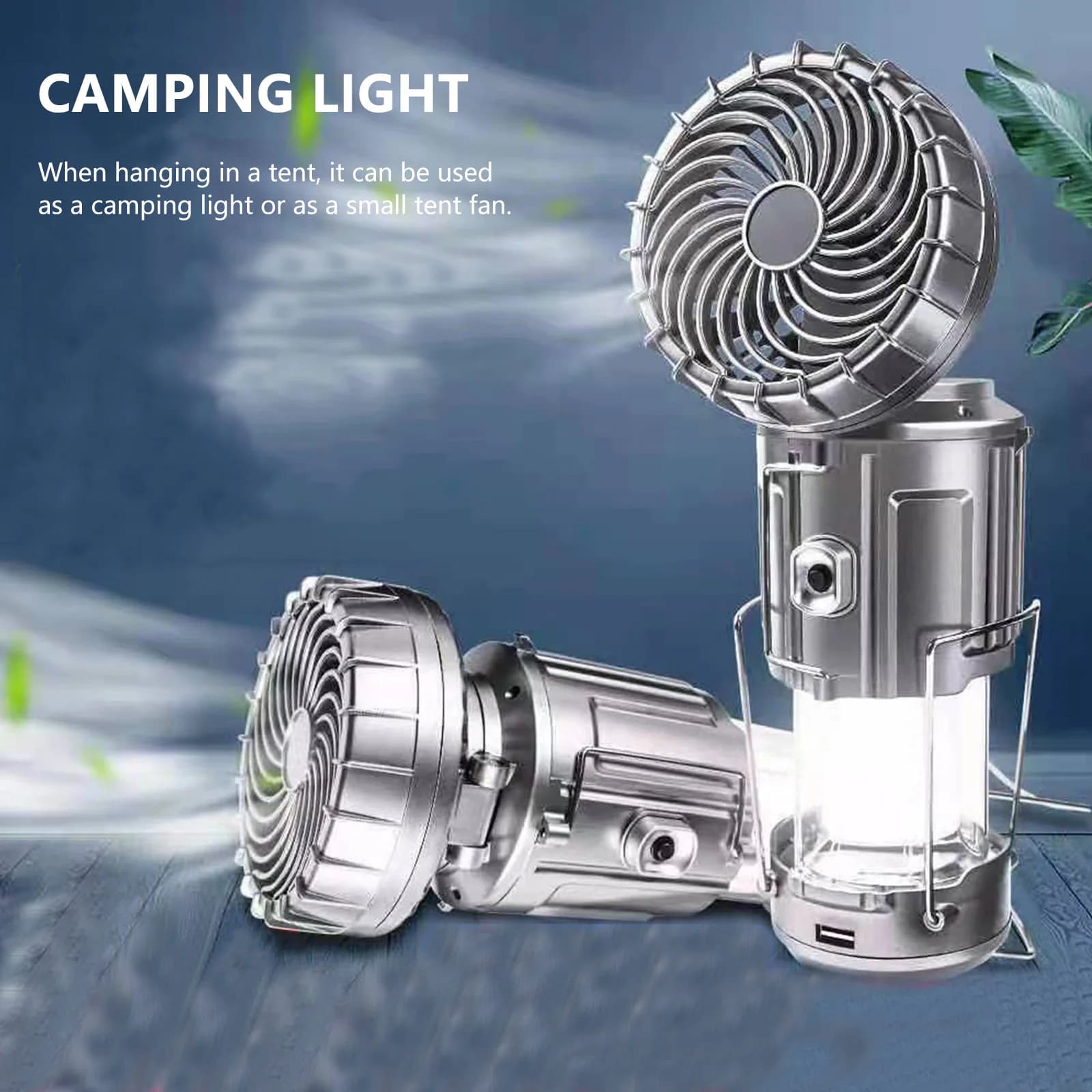 1500mAh Camping Lantern Fan Solar/Rechargeable/Battery Powered Foldable Portable Lantern Fan Waterproof Power Bank for Emergency