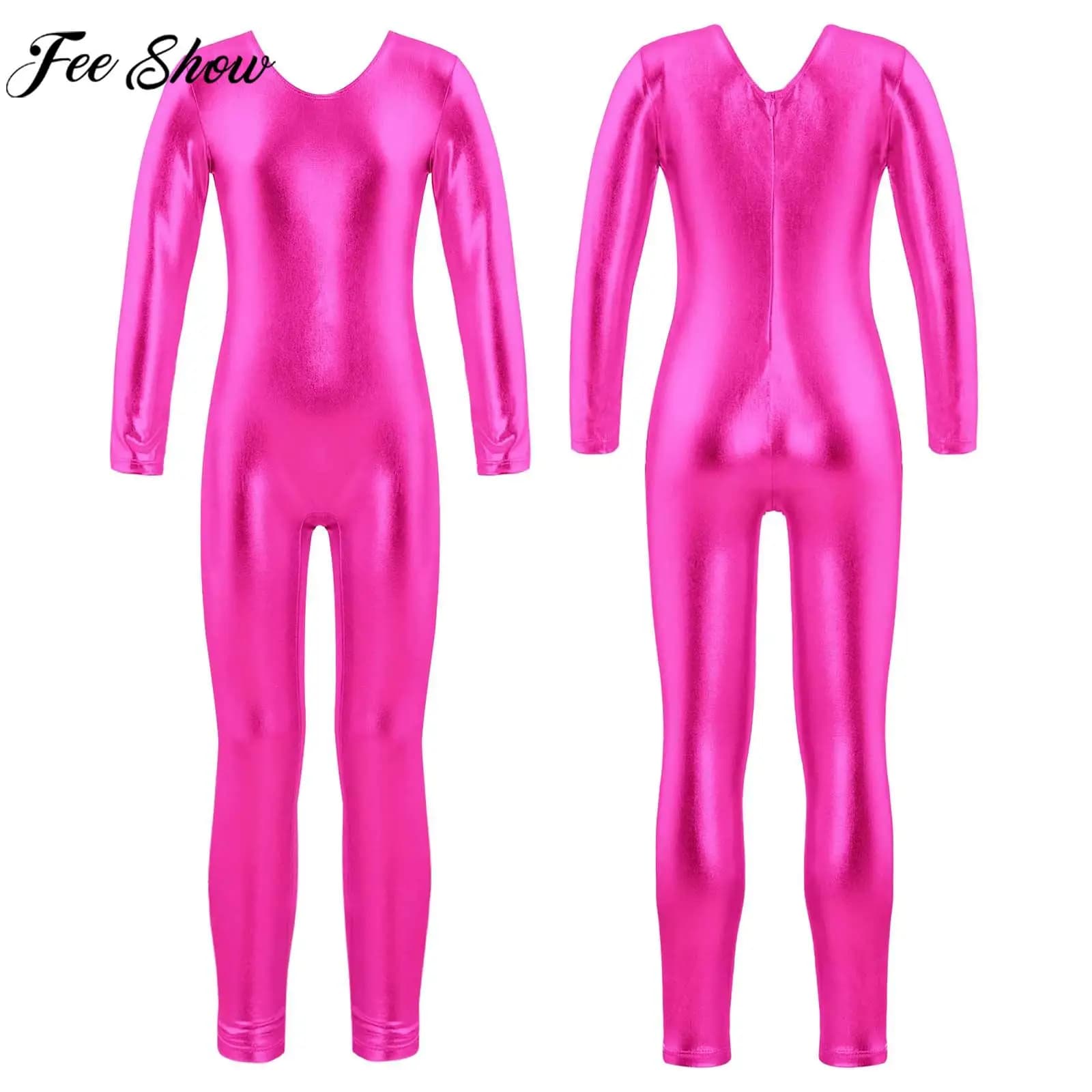 Ragazze manica lunga cerniera abbronzante panno danza tuta balletto ginnastica body Yoga acrobazie pattinaggio su ghiaccio tuta Dancewear