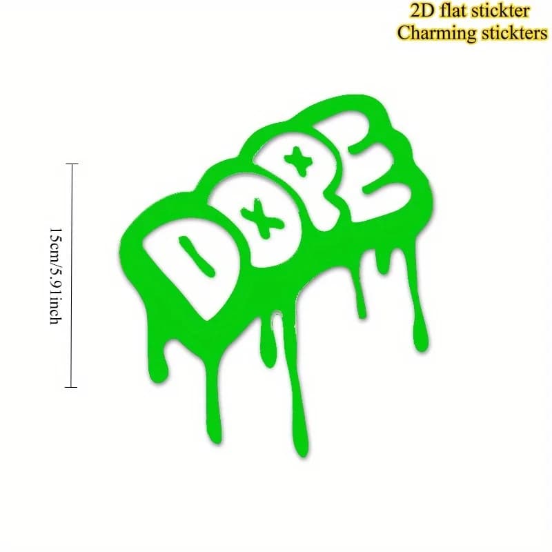 2D Flat Fun Doodle DOPE PVC Stickers, Waterproof Self-Adhesive Decals for Motorcycle, Racing Helmet, Laptop, Trunk, Surfboard