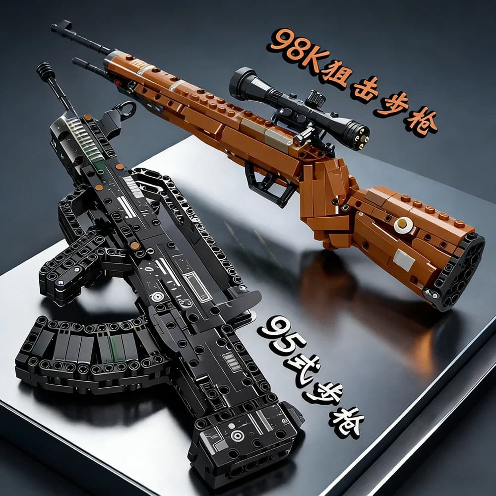 Blocchi da Costruzione Fucile Kar98k, Fucile d'Assalto Tipo 95, AK47, Arma Militare in Mattoncini, Giocattolo DIY per Ragazzi, Regalo di Natale