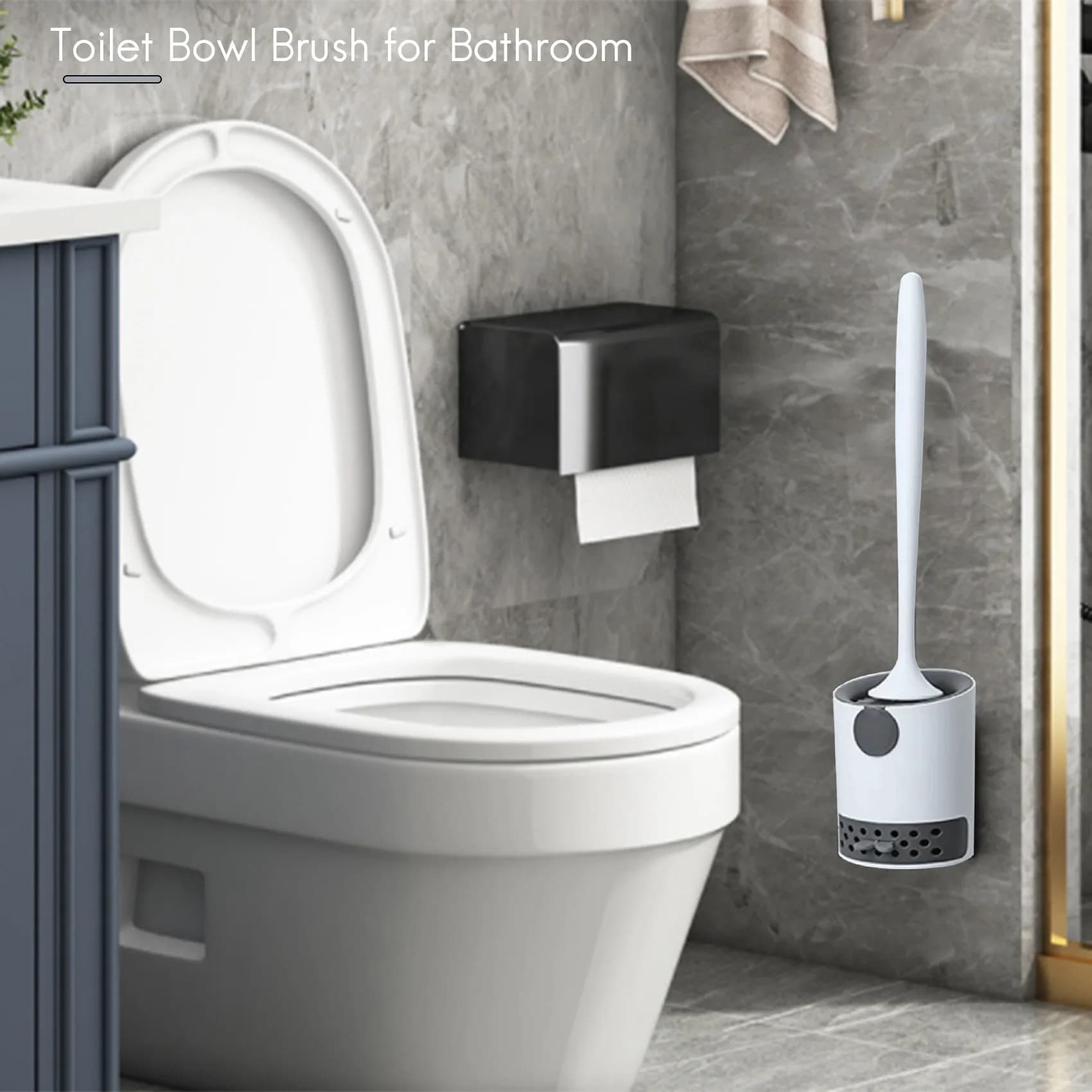Scopino per WC A89X con supporto, spazzola per la pulizia della tazza del WC in silicone e set di supporti