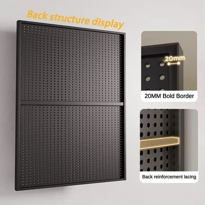 Grande pannello Peg da parete Strumenti multifunzionali Foro di stoccaggio Bordo Scaffale in metallo Organizzatore di strumenti portatili Imballaggio Scaffali da magazzino