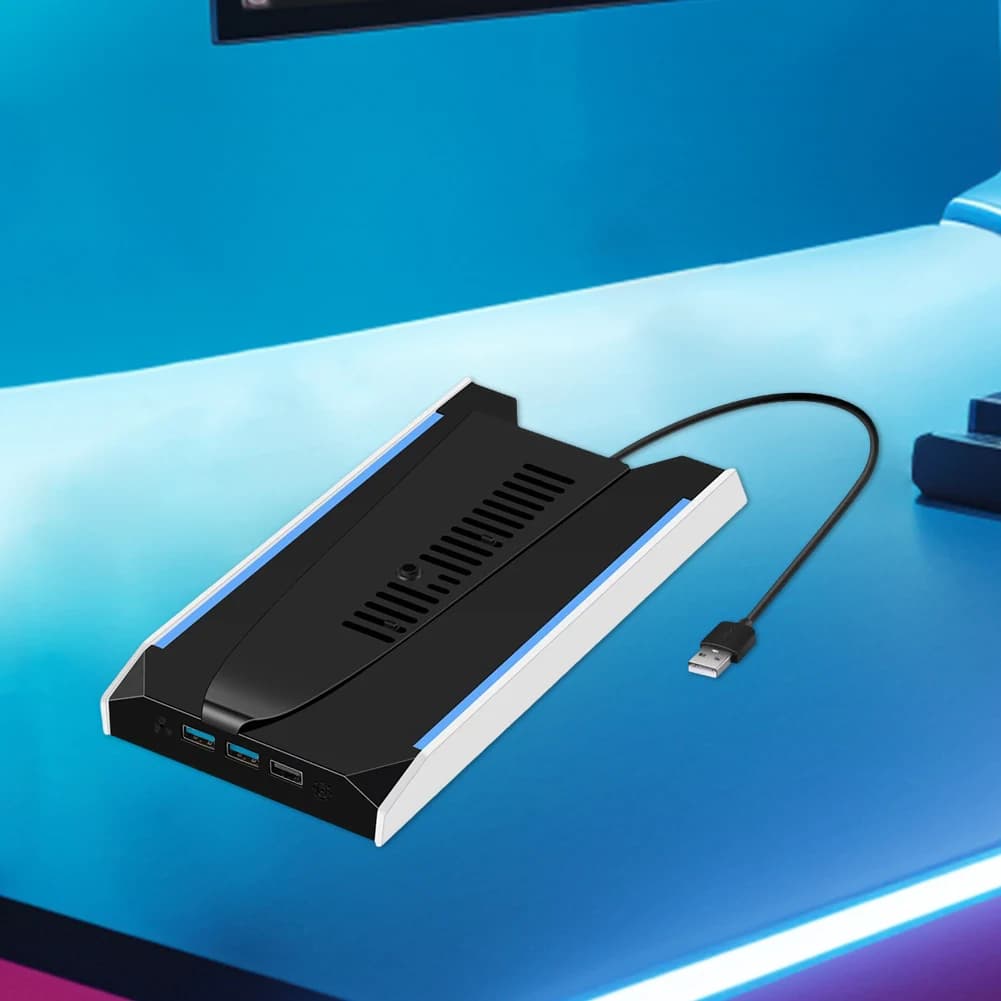 Per PS 5 Slim/PS 5 Pro RGB Staffa base per console di gioco con 3 porte USB 2.0 Supporto verticale Base per stazione verticale Accessori per giochi