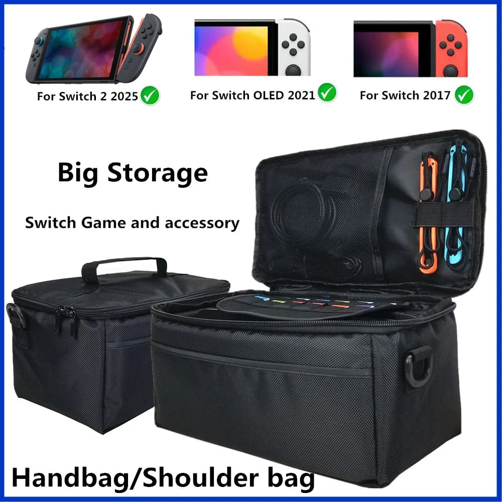 Adatto per borsa di grande capacità NS2, borsa per riporre oggetti di piccolo volume, borsa a tracolla portatile completa per Switch di seconda generazione