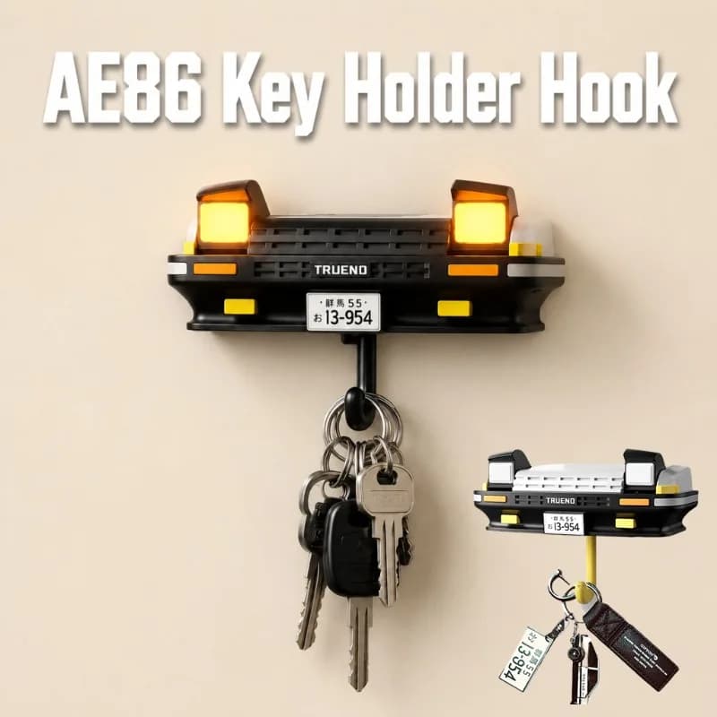 AE86 Car Front Shape Key Holder Wall Hook with LED Light Key Storage Rack Creative Car Enthusiast Home Decor Key Hanging