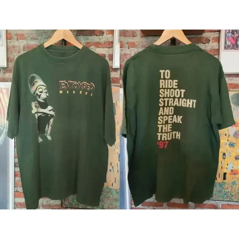 Entombed Band Dclxvi Tour Rock Forest Green T-shirt in cotone per adulti