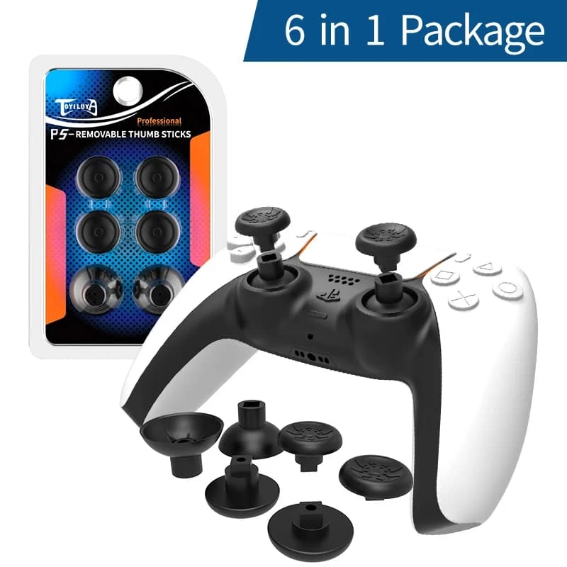 6PCS Sostituzione levette Joystick Caps Stick analogico per Sony PS5 Gamepad Controller Anti-Skid Thumb Grips Copertura protettiva