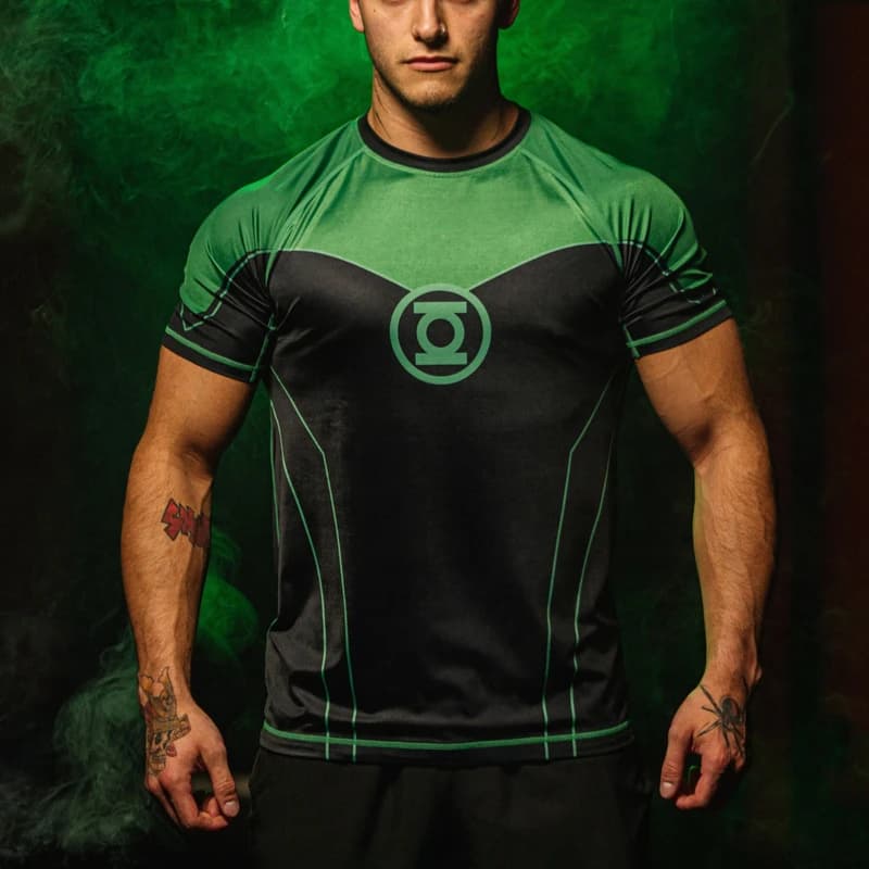 Nuova Maglietta Sportiva Estiva DC Comics Edizione Speciale Green Lantern, Asciugatura Rapida, Traspirante, per Allenamento, Taglio Ampio per Uomo