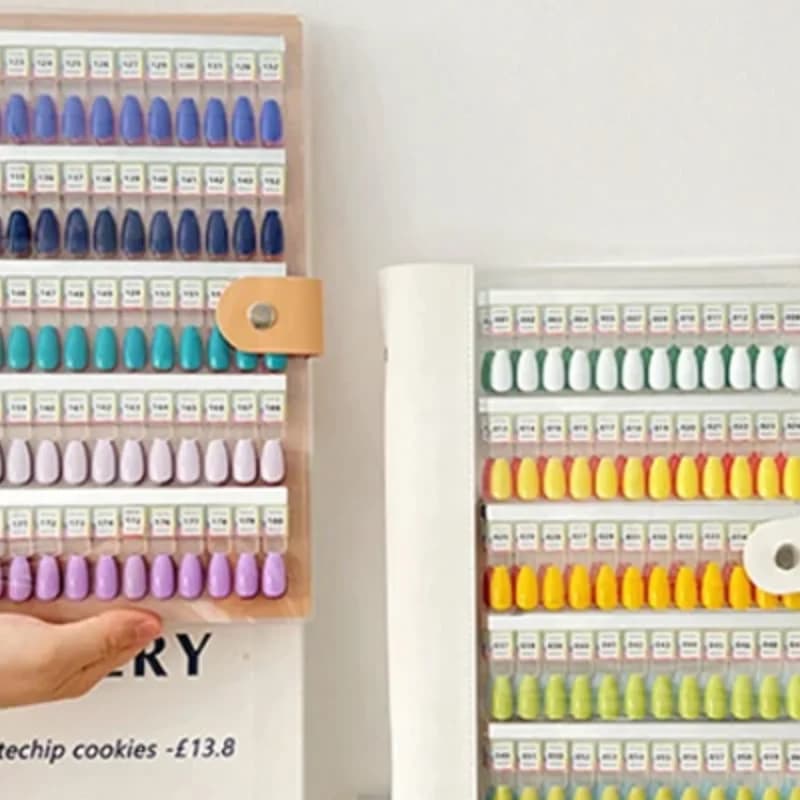 Color palette for nails Paper colored acrylic magnetic card display tool for nail polish glue samples table for style samples to wear