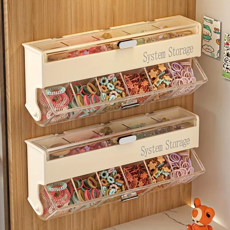 1pc Double-Layer Cute Hair Accessory Storage Box, Girls Jewelry Organizer for Hair Clips, Rubber Bands & Headwear
