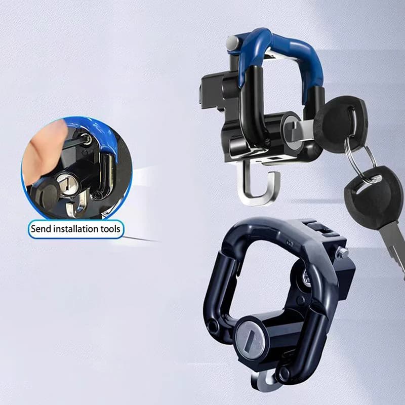 Aluminium motorcycle helmet padlock Anti-theft safety lock for bicycle helmet with 2 keys and installation tool Motorcycle Accessories
