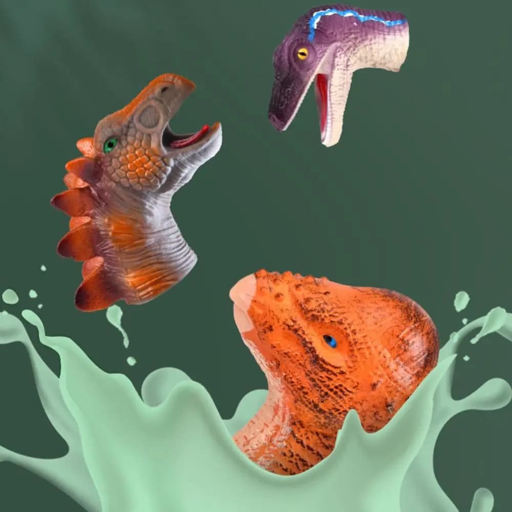 Set di burattini da dito Montessori di sicurezza per mini burattini a mano colorati per animali, burattino da dito per dinosauro da masticare con massaggiagengive