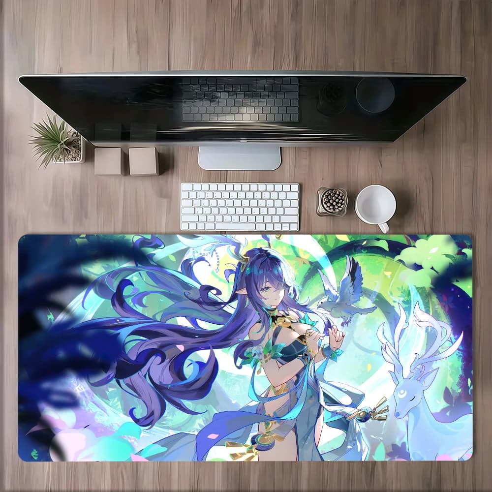 Genshin Impact Lauma Tappetino per mouse Tappetino per mouse ispessito antiscivolo Grande cuscino da gioco Lockedge per scrittura Studente da ufficio