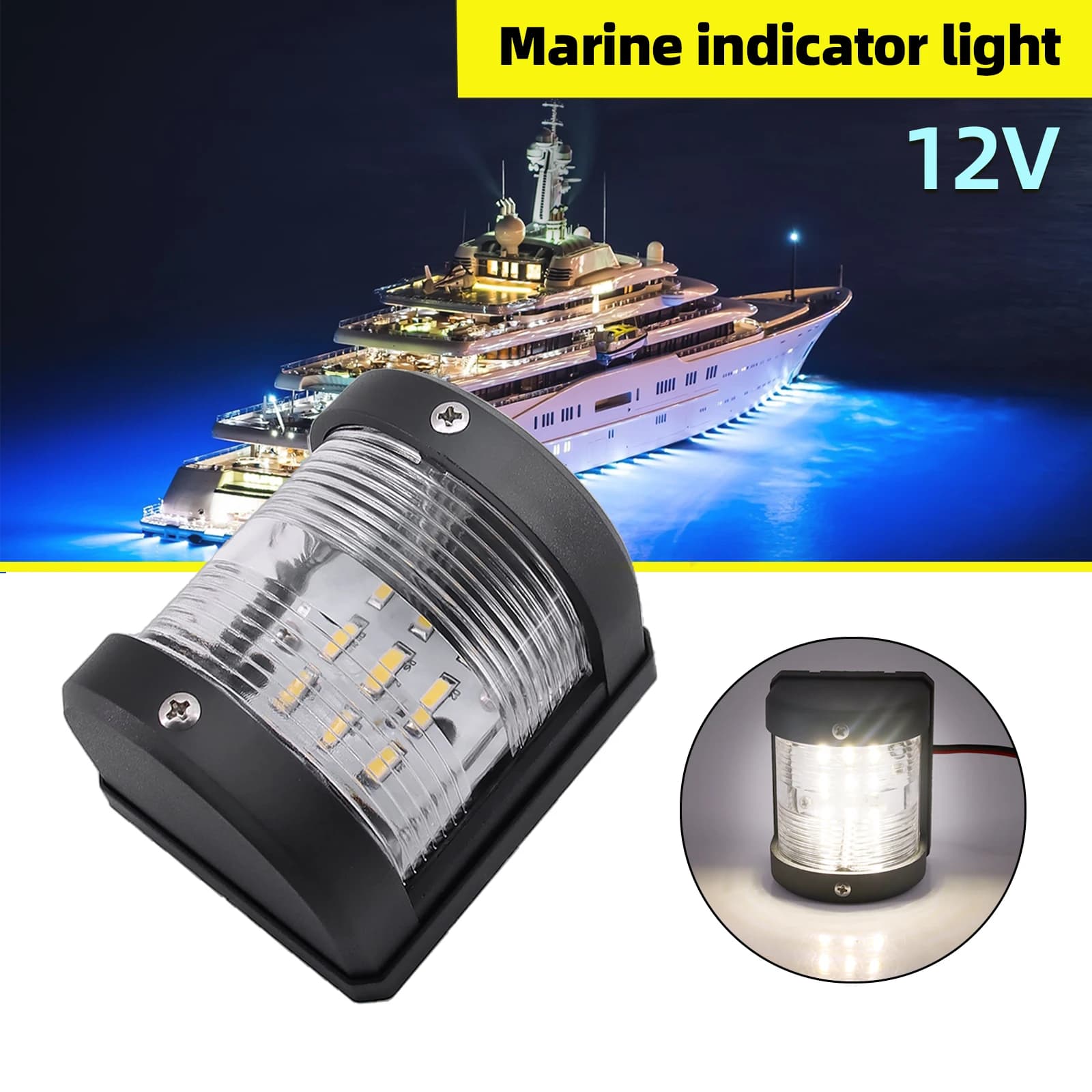 Luce bianca 12V LED luce di navigazione del segnale marino luce di segnalazione impermeabile per l'illuminazione dell'indicatore di navigazione dell'yacht della barca marina