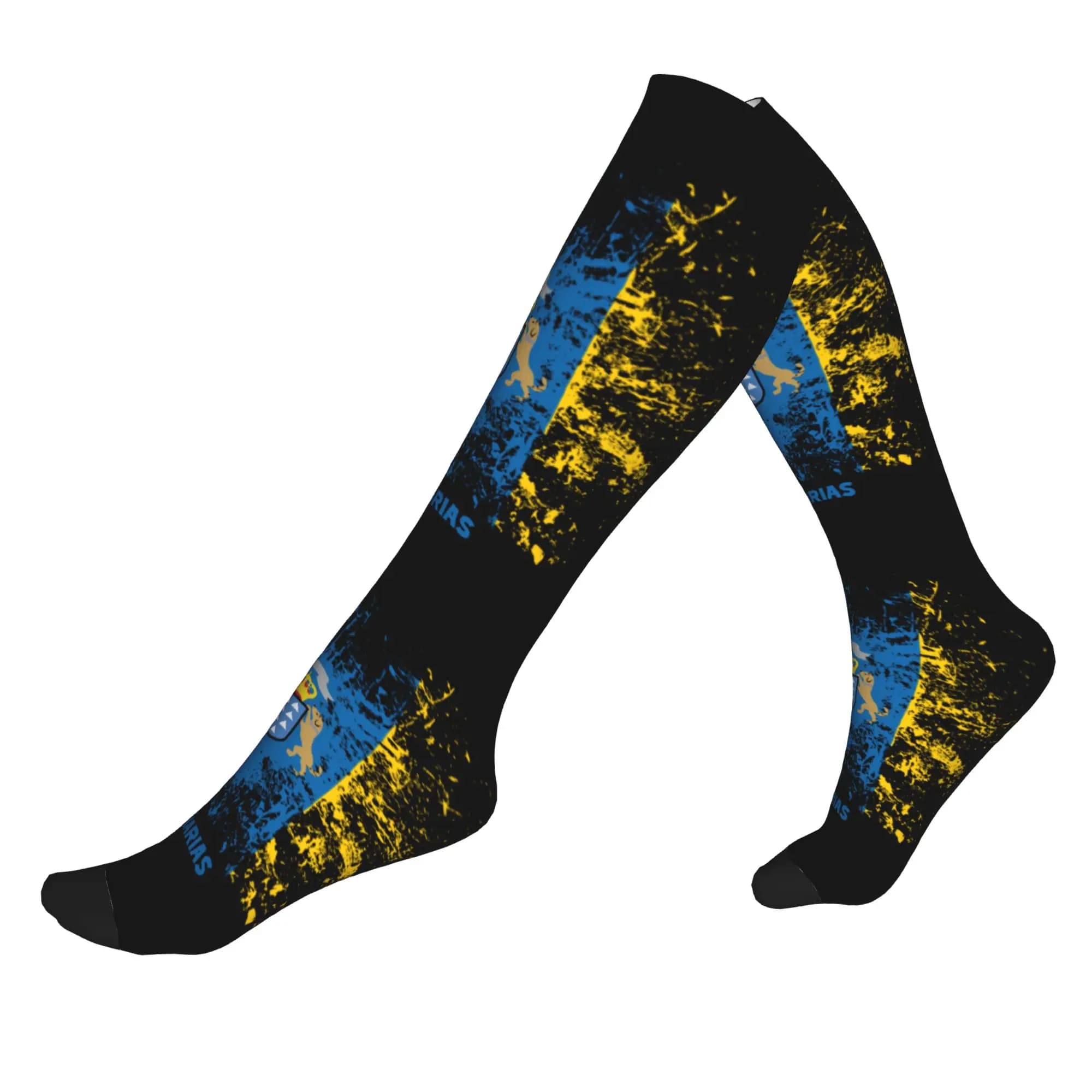 Calzini con bandiera delle Isole Canarie, calzini sportivi da uomo e da donna, caldi e alla moda, con bandiera della Spagna, calzini sportivi a compressione