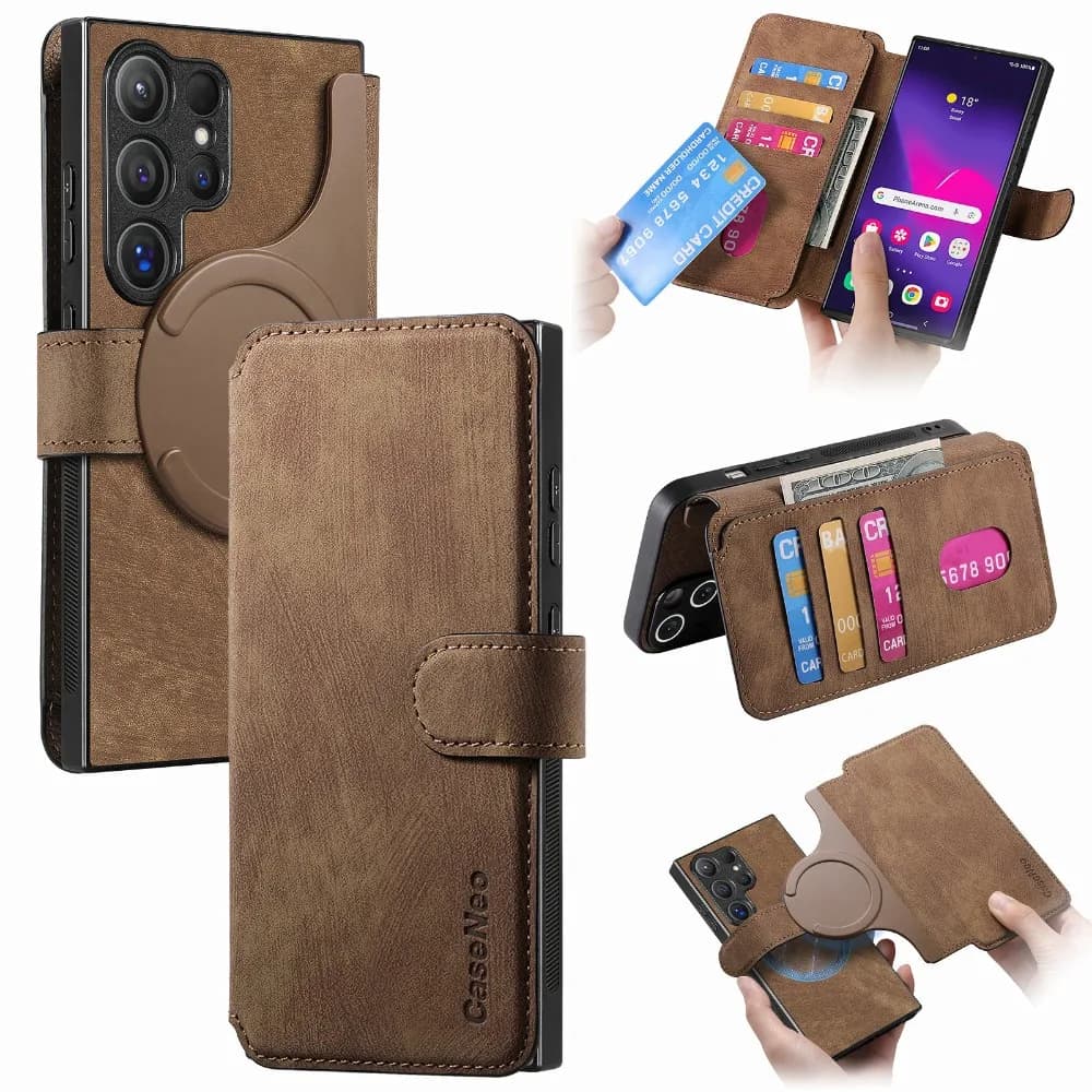 Phone case with magnetic vibration for Samsung Galaxy S25 S24 Ultra S22 S23 FE A56 A36 A26 A16 A55 A35 A15 A05S A14 A34 Wallet