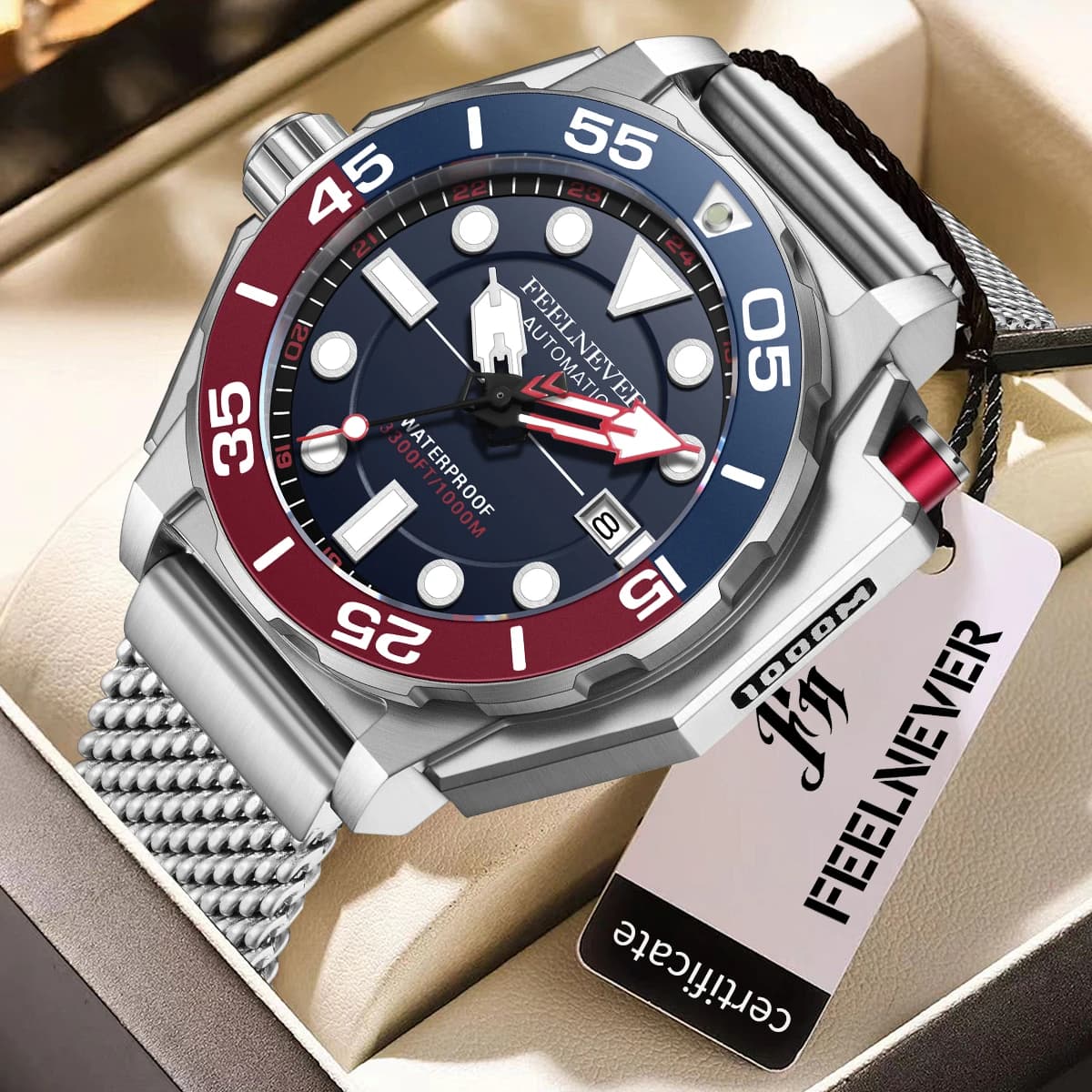 FeelNever New luxury men's watch from the best brands, waterproof up to 1000 m, BGW9, super bright, men's automatic mechanical watch