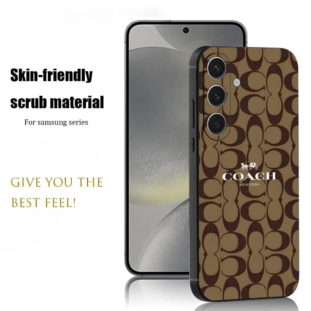 Fashion Luxury Phone Case For Samsung Galaxy S26 S25 S24 S23 S22 S21 Plus Ultra C-CoachEs-S Note20 Soft Black