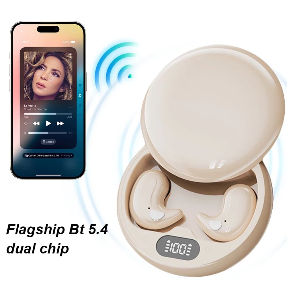 Wireless BT 5.4 Hearing Aids for Sleep, In-Ear Headphones with Touch Screen, Battery LED Display, Sleeping and Training