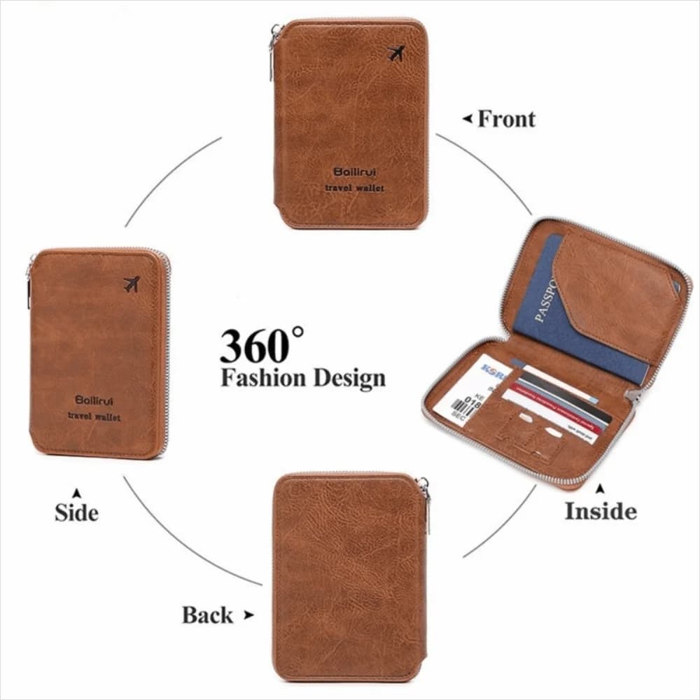 Multi-functional Travel Passport Wallet PU Leather Zipper Passport Bag RFID Anti-theft Waterproof Credit ID Card Holder Licenses