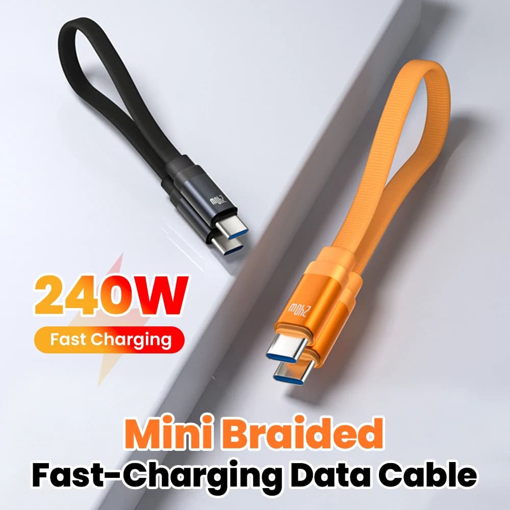 Cavo USB Type-C Magnetico Intrecciato Mini da 20CM, Ricarica Rapida 240W, da Type-C a Type-C per iPhone 15 16 17 Samsung Huawei
