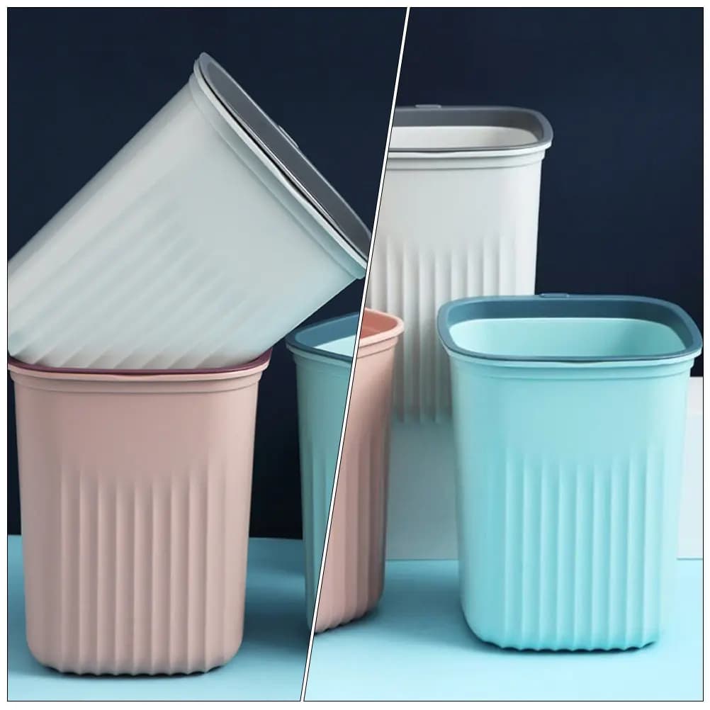 Set di 3 Cestini Compatti in Plastica per Rifiuti, Contenitori per Ufficio, Camera da Letto, Bagno, Cucina e Casa