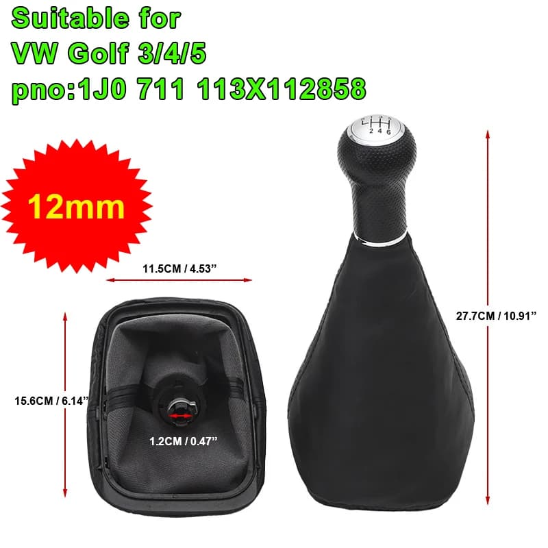 Per VW Golf Bora 1998-2006 23mm 12mm Pomello del cambio Leva del cambio Ghetta in pelle Boot Cover 5 6 Velocità Per VW Golf Bora 3/4/5