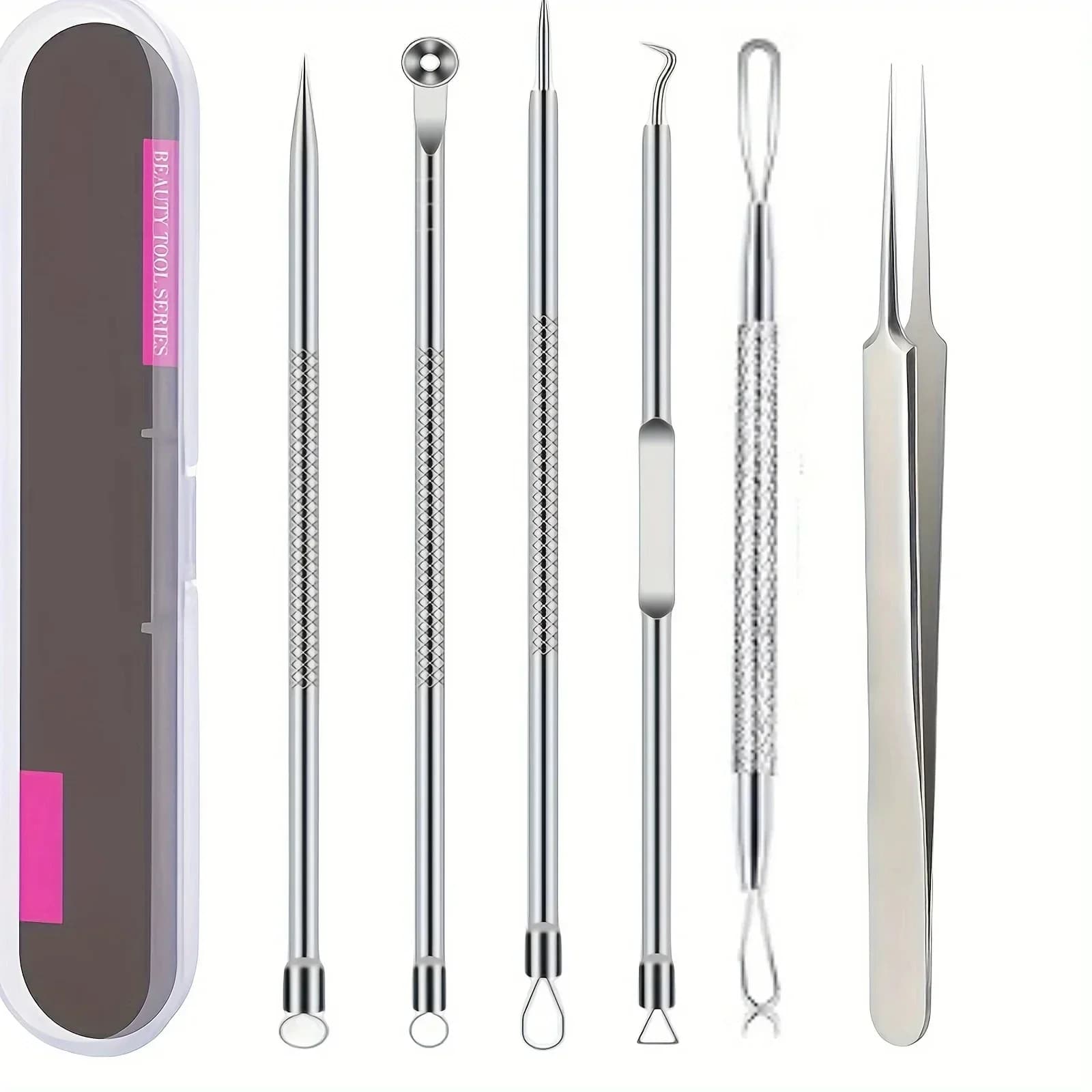 Set of 6-piece ultra-precise bristles - Professional tool for removing acne and black dots - for effective facial care and skin purification