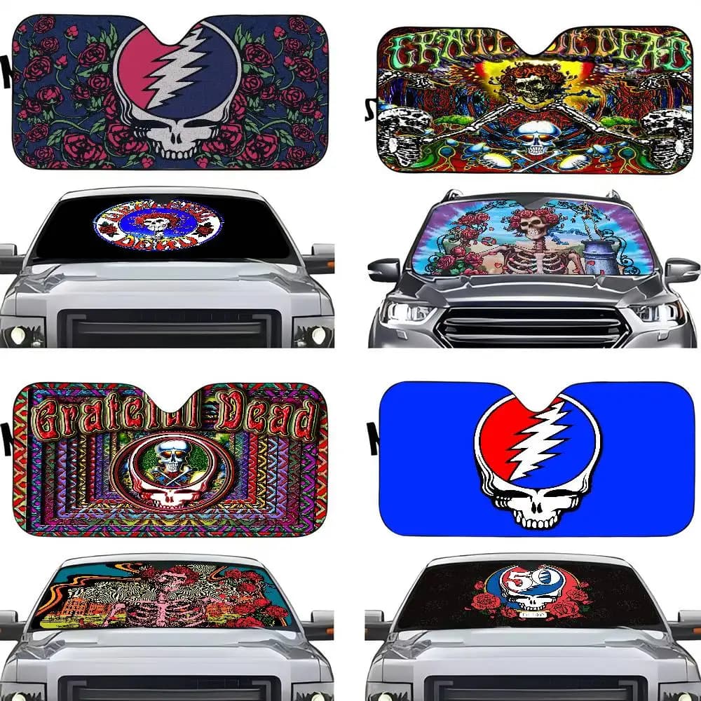 G-Grateful D-Dead Decorazione per auto Copertura per finestra per auto Camion e SUV Parabrezza Parasole Regalo per lei o lui