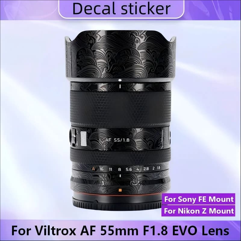 Adesivo per Obiettivo Viltrox AF 55mm F1.8 EVO per Attacco FE / Z, Decalcomania per Obiettivo Viltrox AF55F1.8, Pellicola Protettiva 55 1.8