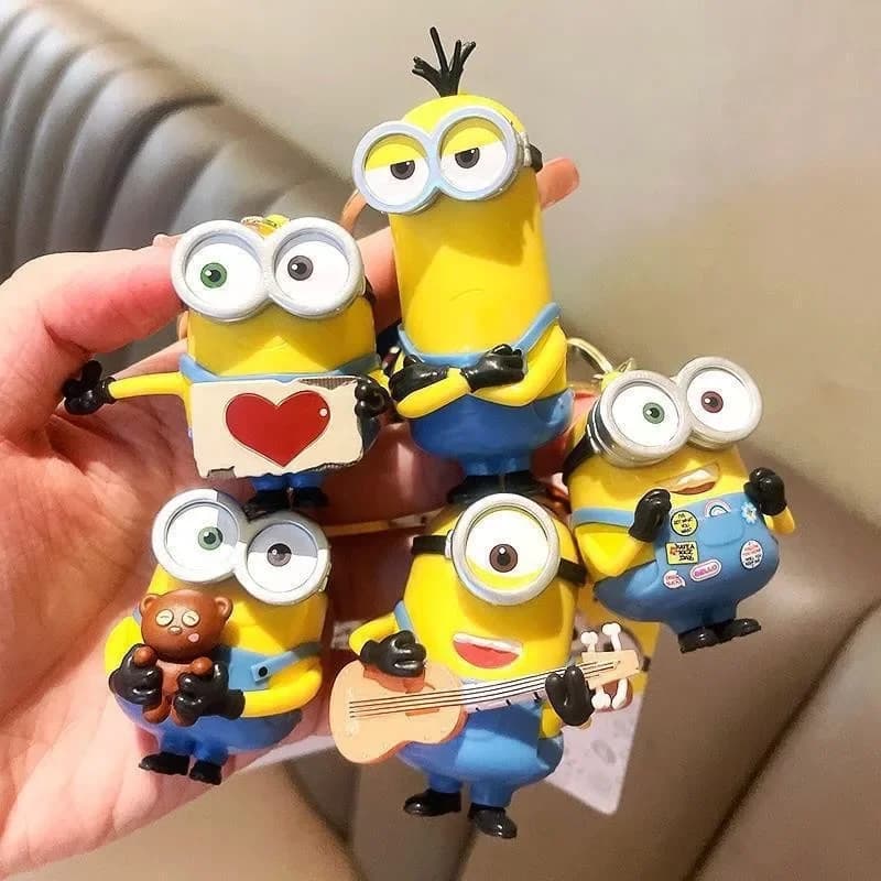 Minionsed Cartoon Keychains Bob Kevin Stuart Character Pendan Cute Bag Charm for Backpacks Keys Gifts