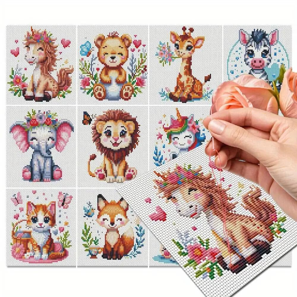 12 pezzi animali 11CT kit punto croce tessuto stampato tela artigianato set ricamo fai da te arredamento della camera scelta ideale per