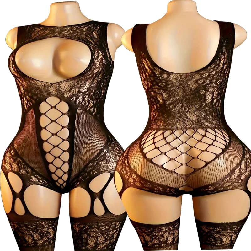 Bodystocking Trasparente Senza Cuciture, Lingerie Sexy da Donna, Body in Rete Traforata, Costumi Esotici, Calze Porno