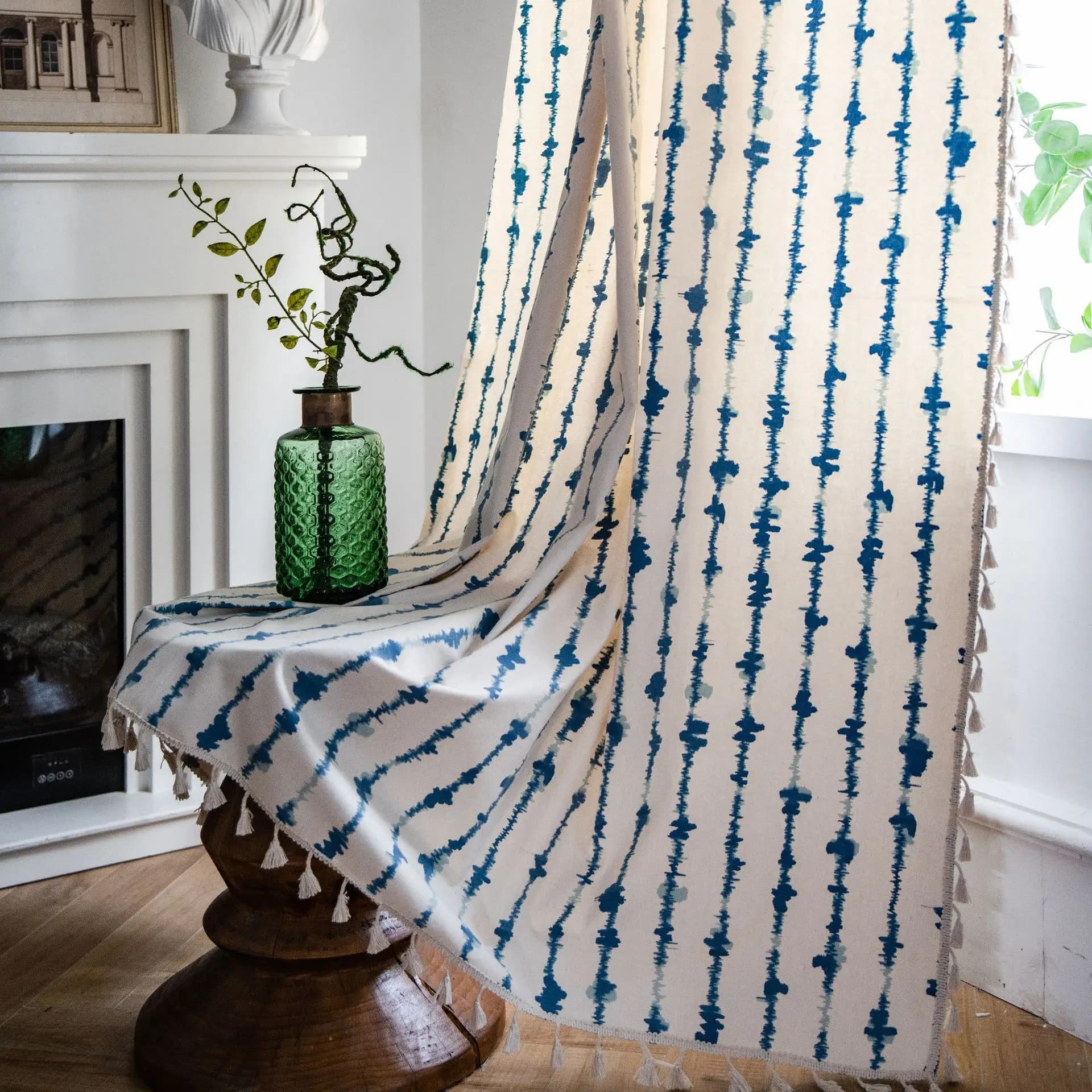 1pc Linen-Style Sheer Curtain, Japanese/Vintage Style for Living Room Bedroom Cafe, Translucent