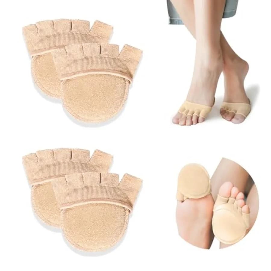 2Pairs Toe Topper Half Socks - Ball of Foot Cushions, Forefoot Pads for Women No Show Socks